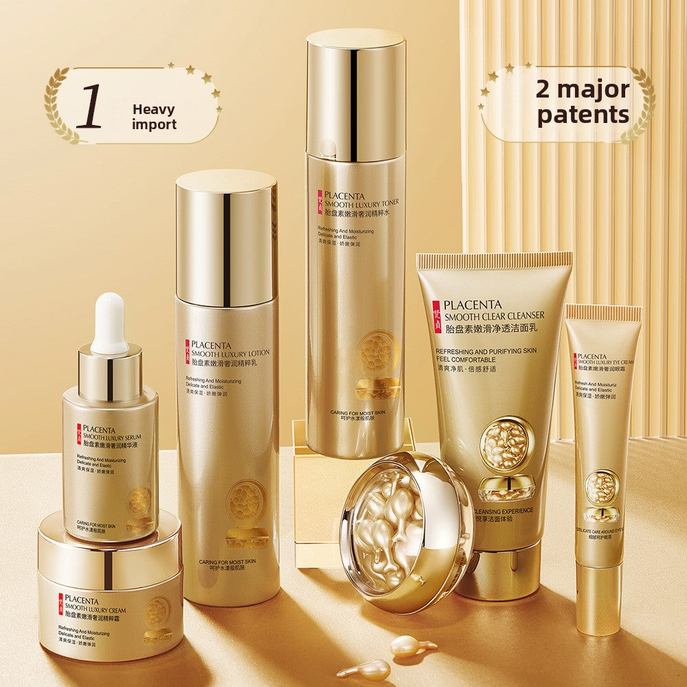 Placenta Hydrating Seven-piece Moisturizing Skin Care Refreshing Lotion Set Skin Care