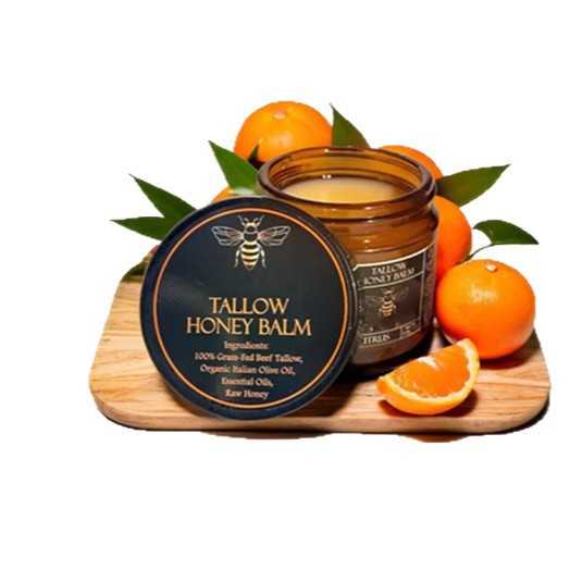 Organic Grass-Fed Beef Tallow Balm with Raw Honey - Moisturizing Cream for Soft, Smooth Skin (Lavender/Citrus)