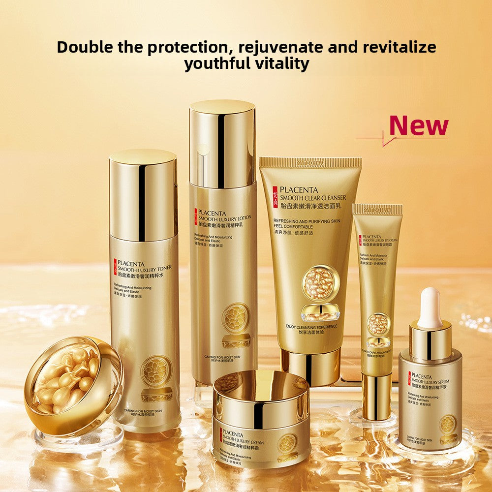 Placenta Hydrating Seven-piece Moisturizing Skin Care Refreshing Lotion Set Skin Care