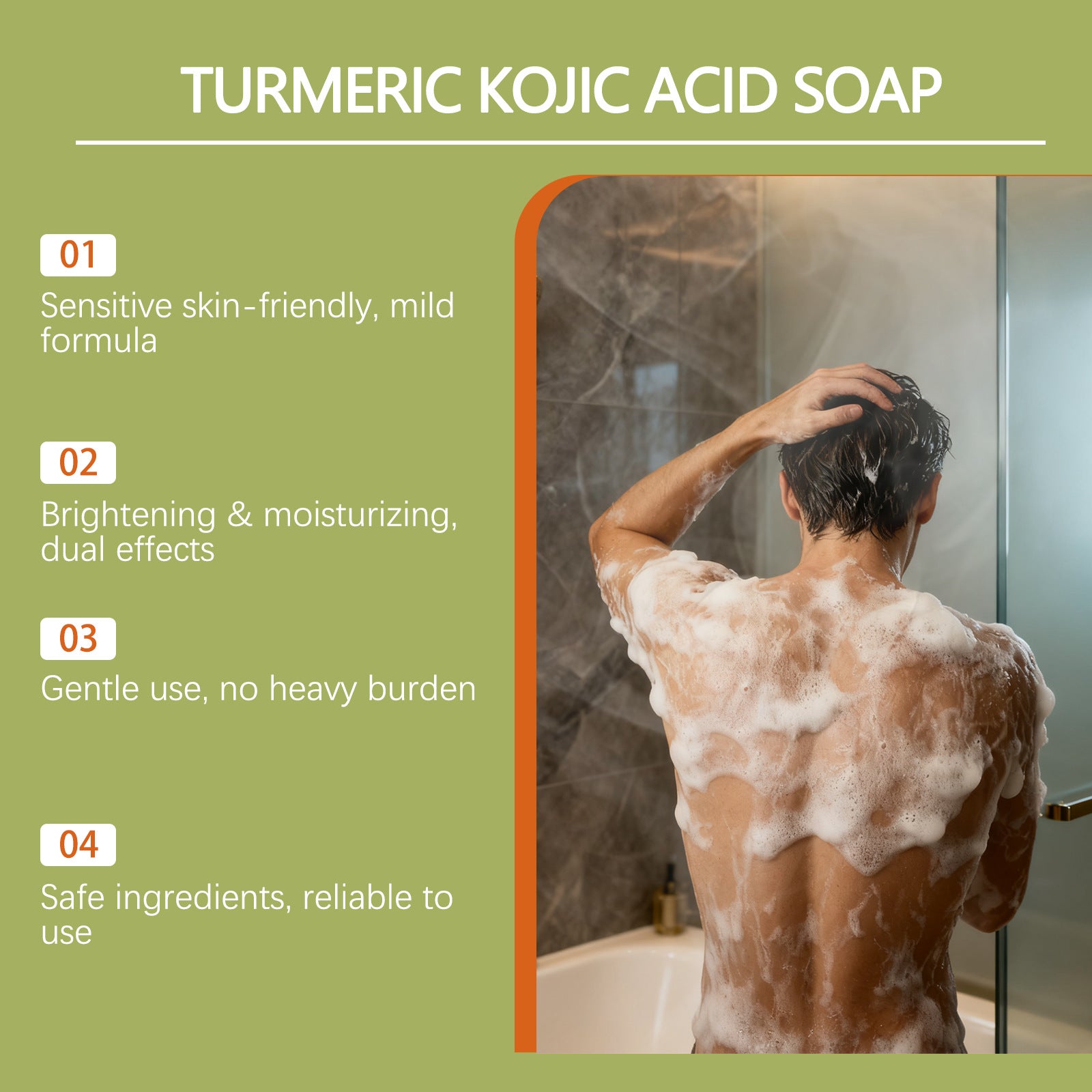 Turmeric and Kojic Acid Soap Bar for Dark Spots Brightening & Moisturizing