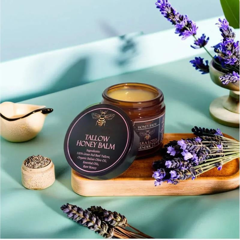 Organic Grass-Fed Beef Tallow Balm with Raw Honey - Moisturizing Cream for Soft, Smooth Skin (Lavender/Citrus)