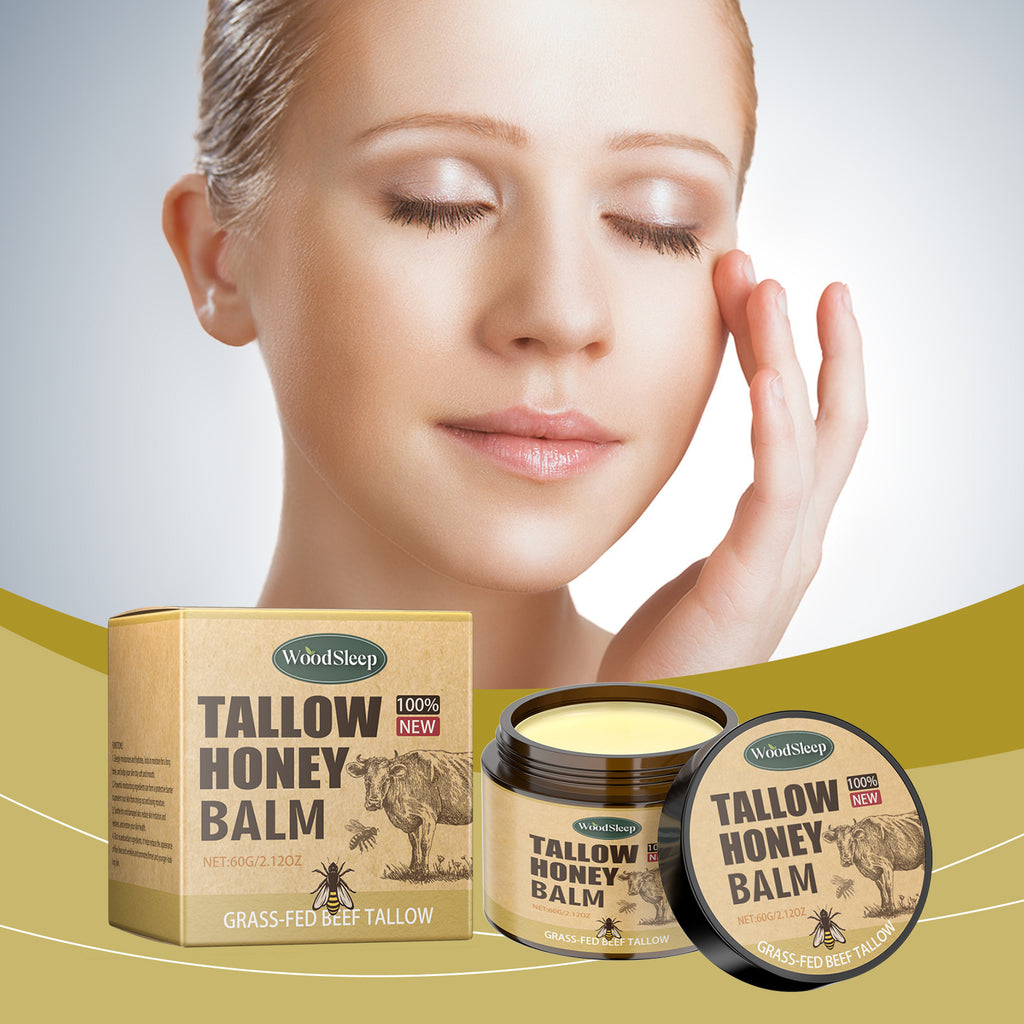 Beef Tallow for Skin - 100% Organic Grass-Fed Beef Tallow Balm with Raw Honey, Natural Moisturizer
