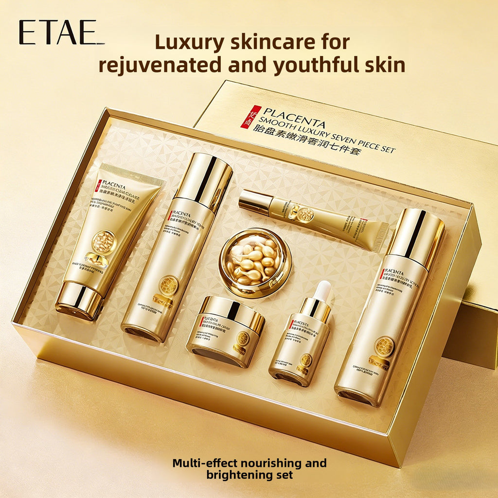 Placenta Hydrating Seven-piece Moisturizing Skin Care Refreshing Lotion Set Skin Care