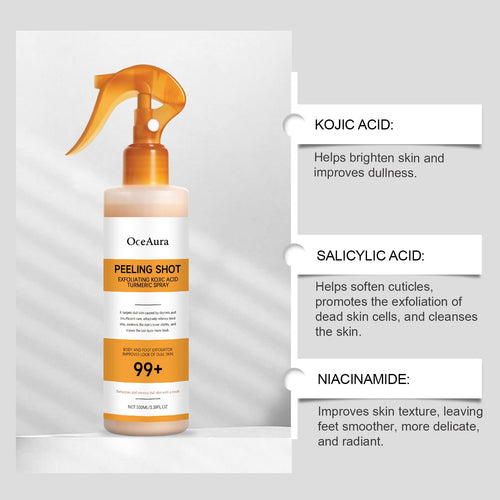 Body Keratin Care Kojic Acid Turmeric Spray: Gently Exfoliating Peeling Shot– Hydrates and Nourishes your skin, Suitable for All Skin Types