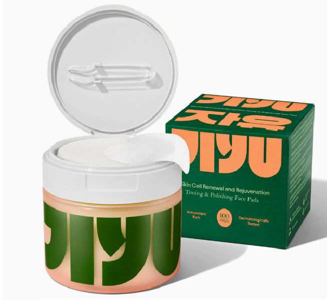 JiYu Toning Polish Pads - Korean Skincare for Dark Spots, Wrinkles & Dull Skin - Hydrating Facial Treatment with Snail Mucin, Niacinamide, Peptides & Centella - 100 Count