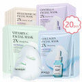Facial Sheet Face Mask Variety Set Classic Authentic Korean Moisturizing Skincare (20-Pack)