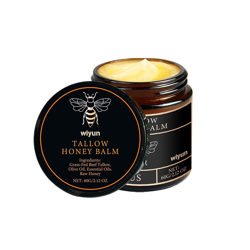 Organic Grass-Fed Beef Tallow Balm with Raw Honey - Natural Moisturizer (Unscented)