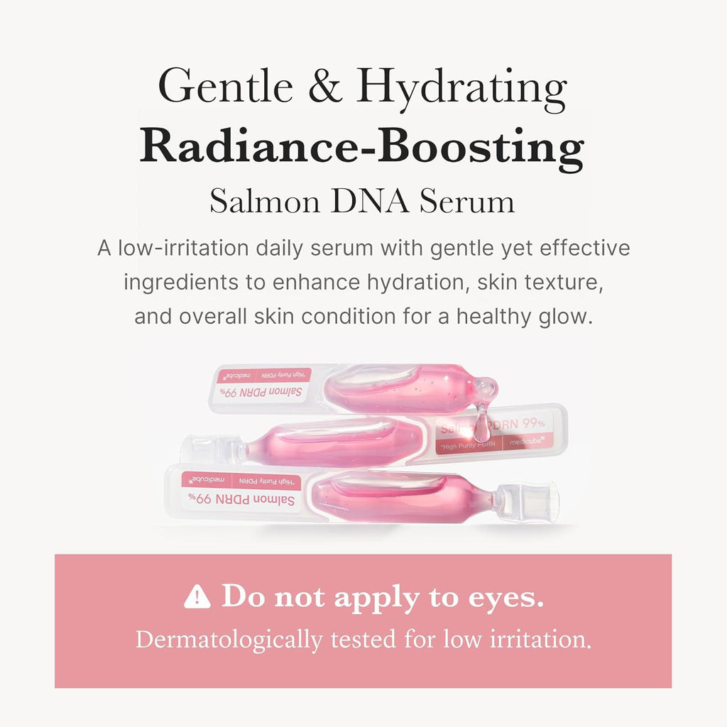 99% Salmon DNA PDRN Serum with Collagen, Glutathione, Hyaluronic Acid - Improves Skin Radiance, Korean skincare 0.05 fl.oz x 10ea