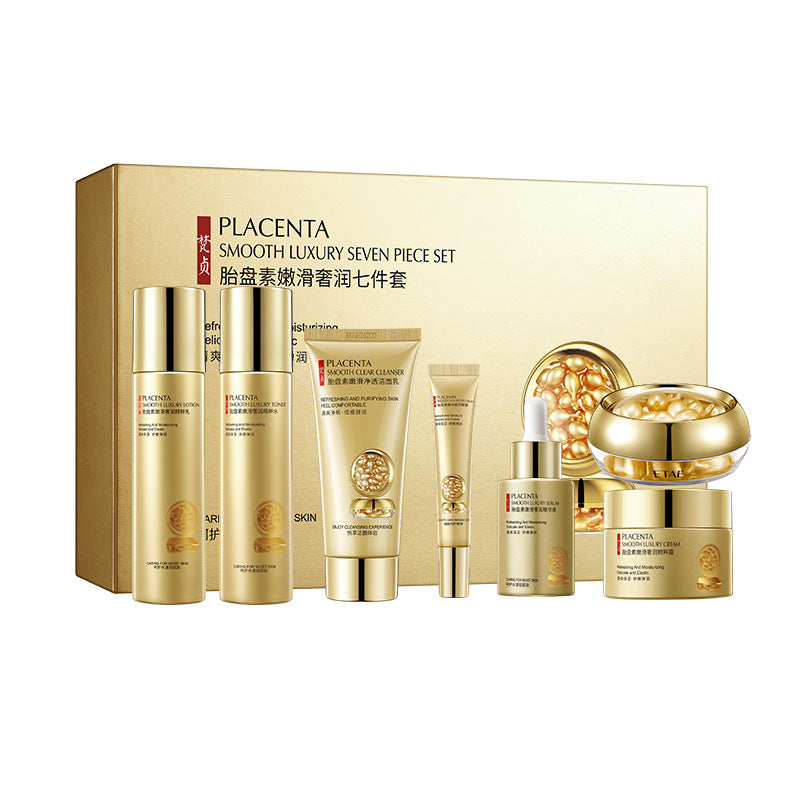 Placenta Hydrating Seven-piece Moisturizing Skin Care Refreshing Lotion Set Skin Care