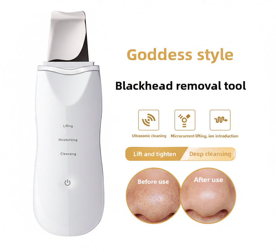 Ultrasonic Skin Spatula Face Blackhead Remover Scraper for Deep Cleansing, Portable and Rechargeable Pore Scrubber