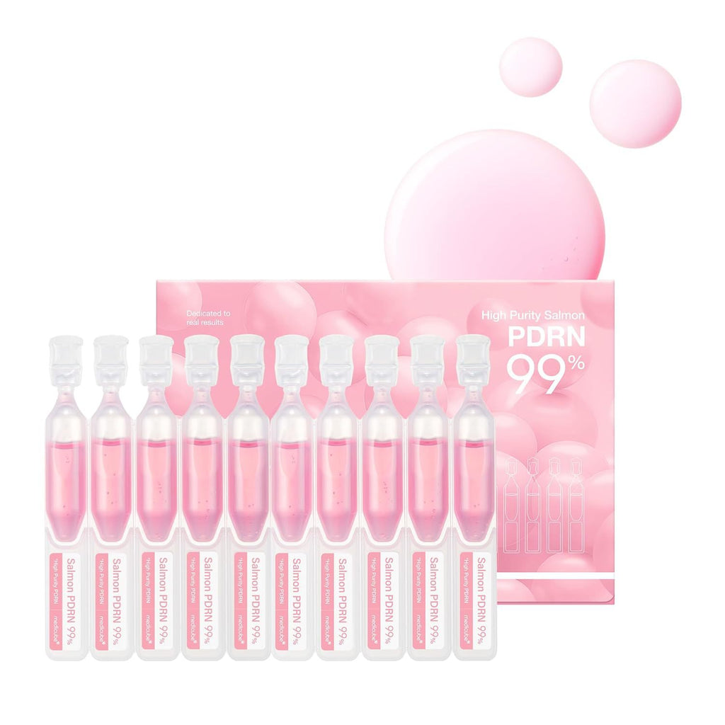 99% Salmon DNA PDRN Serum with Collagen, Glutathione, Hyaluronic Acid - Improves Skin Radiance, Korean skincare 0.05 fl.oz x 10ea
