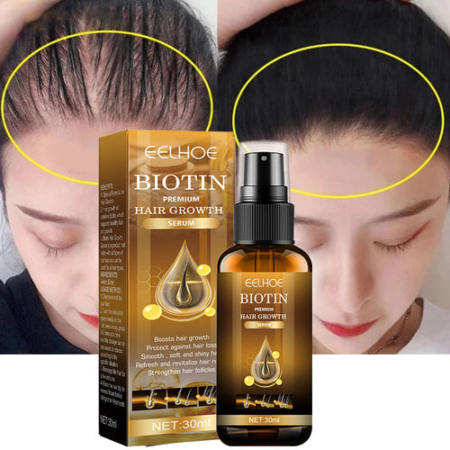 Biotin Hair Growth Serum Spray, Thickening Herbal Serum with Ginger Root Oil